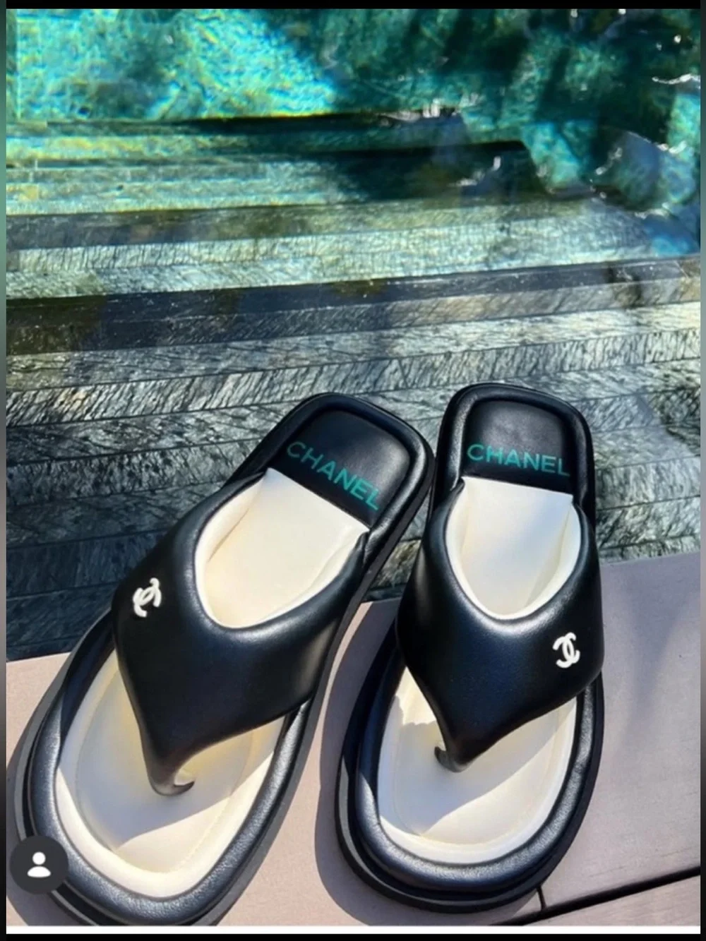 Chanel Black Leather CC Logo Slides | EU 37 | Worn Once